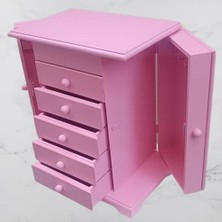 Bengi Ticaret Hobi ERDL Dekoratif  90377 Takı Şifonyer 5Çekmece Parlak Pembe Lake Boya El Yapım