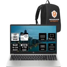 HP 250 G10 i7 1355U 16GB RAM 4TB SSD 15.6" FHD FreeDOS 8A541EAP315 Notebook + Per4 Çanta