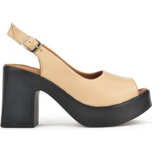 Ziya Ziya, Kadın Deri Topuklu Sandalet 141992Z28003 Bej