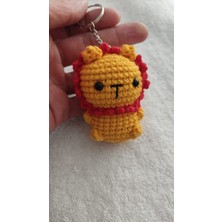 Trendo Gurumi Mini Amigurumi Oyuncak Anahtarlık Hediyelik (Aslan Sarıkırmızı)