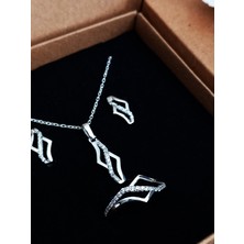 Keskin Gümüş 925 Ayar Gümüş Zirkon Zarif Tasarım Trend Kadın Kolye Ucu Küpe Yüzük Set Sevgililer Günü Hediye 3