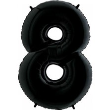 Kidspartim 8 Rakam Siyah Folyo Balon 40 Inç 100 cm