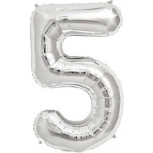 Kidspartim 5 Rakam Gümüş Folyo Balon 40 Inc 100 cm