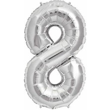 Kidspartim 8 Rakam Gümüş Folyo Balon 40 Inc 100 cm