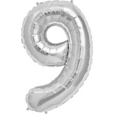 Kidspartim 9 Rakam Gümüş Folyo Balon 40 Inc 100 cm