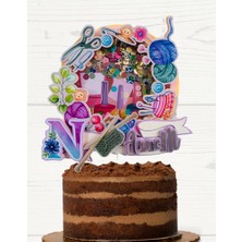 Cake Topper Anne Temalı Kişiye Özel Doğum Günü Pasta Süsü - Anne Örgü Temalı Pasta Süsü (19X19CM)