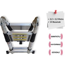 Endokon 220 + 220 Cm. - 7+7  Basamaklı Teleskobik / Teleskopik Alüminyum A Tipi Merdiven