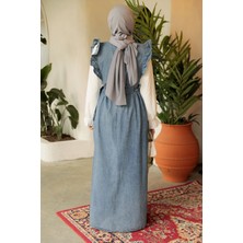 Neva Style Jile Mavi Tesettür Kot Elbise 19113M