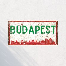 Hayg Equipment Budapeşte Silüetli Dekoratif Alüminyum Tabela - Retro Metal Duvar Dekoru - Budapeşte Manzaralı Levha -10cm x 20cm