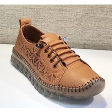 İniesta Elis 470 Kadın Hakiki Deri Düz Taban Comfort Casual Ayakkabı Taba