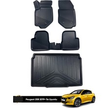 Dnz Peugeot 208  2019-2023 3D Kauçuk Oto Paspas ve Bagaj Havuzu
