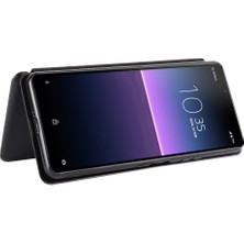 SZY Mall Sony Xperia 10 Ii Manyetik Karbon Fiber Kart Ekleme Deri Için Kılıf (Yurt Dışından)