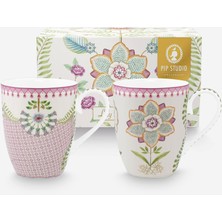 Pip Studio Lily & Lotus Mor Porselen Kupa Seti 350 ml