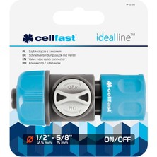 Cellfast Ideal Vanalı Hızlı Hortum Bağlantı Aparatı 1/2" (12,5 Mm) - 5/8" (15MM)