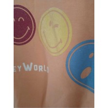 Alg World Gülen Yüz Baskılı Kız Çocuk Crop Tişört