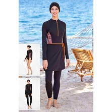 REMSA 3 Farklı Şekilde Giyilebilir Likralı Tam Kapalı Tesettür Mayo Lupıta 4535 Siyah