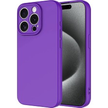 Case World Apple iPhone 15 Pro Kapak Içi Kadife Kamera Korumalı Lansman Silikon Kılıf - Mor