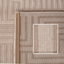 Carpettex Kabartmalı Yumuşak Çizgi Desenli Iskandinav Bohem Tarzı Bej Tonlarında