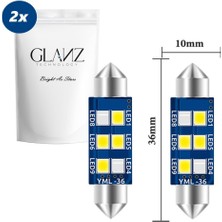 Glanz 36MM Sofit C5W Mavi Sonrasında Beyaz Işık Veren LED Lamba 2 Adet