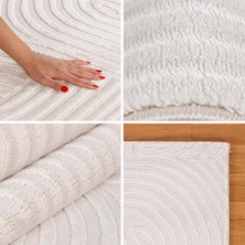 Carpettex Kabartmalı Yumuşak Karo Desenli Iskandinav Bohem Tarzı Halı Krem Tonlarında