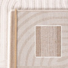 Carpettex Kabartmalı Yumuşak Karo Desenli Iskandinav Bohem Tarzı Halı Krem Tonlarında