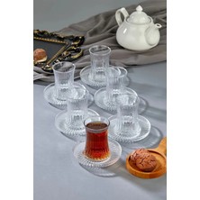 Paşabahçe Elysia Çay Bardağı ve Riva Çay Tabağı Seti - Şeffaf