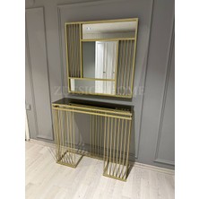 Z Design Home 85 cm Ayna 100X30X90 cm Dresuar Gold Takım ( Raf Bronz Aynadır)