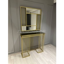 Z Design Home 85 cm Ayna 100X30X90 cm Dresuar Gold Takım ( Raf Bronz Aynadır)