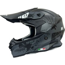 Sway 617 Cross Kask Matt Siyah Gri Beden - Xxl