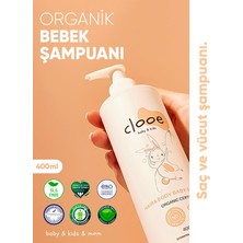 Clooe Organik Bebek & Çocuk Saç, Vücut Şampuanı (400ml) - pH Dengeli, Konak Önleyici