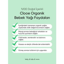 Clooe Organik Bebek Yağı (100ml) - Zeytinyağı, Badem Yağı, Jojoba Yağı - Yenidoğan Kullanımına Uygun