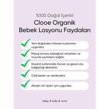 Clooe Organik Bebek Losyonu (250ml) - Argan Yağı, Zeytinyağı, Huş, Gül Suyu - Yenidoğan Kullanımına Uygun