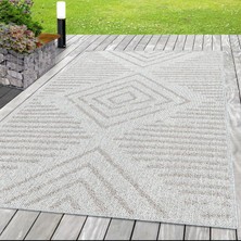 Carpettex Halı Dış Mekan Teras Balkon Halısı Iskandinav Desen Pembe Krem