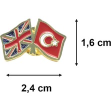 Hiçdurmaal Ingiltere Türkiye Flamalı Gold Renk Metal Yaka Rozeti 1 Adet