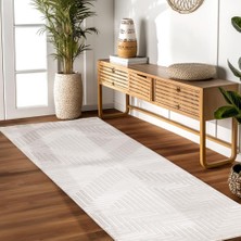 Carpettex Kabartmalı Yumuşak Çizgi Desenli Iskandinav Bohem Tarzı Halı Krem Tonlarında