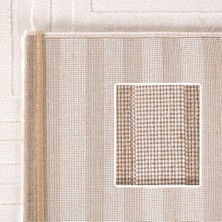 Carpettex Kabartmalı Yumuşak Çizgi Desenli Iskandinav Bohem Tarzı Halı Krem Tonlarında