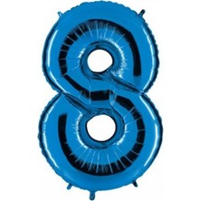 Kidspartim 8 Rakam Mavi Folyo Balon 40 Inç 100 cm