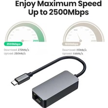 USB Type C To Ethernet 2500MBPS 2.5g Internet Çevirici Dönüştürücü Adaptör