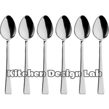 Kitchen Design Lab Gümüş Parlak Çay Kaşık Seti 6 Adet, Kutulu, 18/10 Paslanmaz Çelik 6 Kişilik Çay Kaşığı Seti