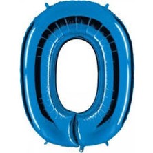 Kidspartim 0 Rakam Mavi Folyo Balon 40 Inç 100 cm