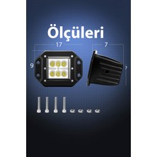 C9 Off Road 4 Ledli Gömme Beyaz Sis Lambası Uyumlu 12-24 Volt 4 Adet