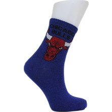 Look Socks Chicago Bulls Karakter Desenli Mavi Kolej Çorap