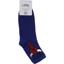 Look Socks Chicago Bulls Karakter Desenli Mavi Kolej Çorap