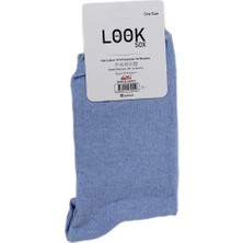 Look Socks Atkılı Ayıcık Karakter Desenli Mavi Kolej Çorap