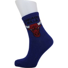 Look Socks Chicago Bulls Karakter Desenli Mavi Kolej Çorap 3 Çift