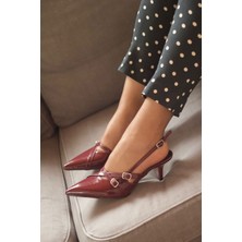 Mida Shoes Afra Bordo Rugan Kadın Topuklu Ayakkabı