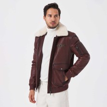 Tergan Kahve Deri-Kürk Erkek Mont - E23KDM310496-R4W