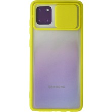 Newface Samsung Galaxy A81 / Note 10 Lite Kılıf Palm Buzlu Kamera Sürgülü Silikon - Sarı 24051