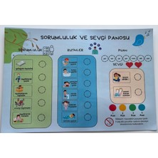 Hdg 2-4 Yaş Mıknatıslı Manyetik Günlük Sorumluluk Panosu 30X42 cm + Mıknatıslı Stickerlar-  Okul Öncesi