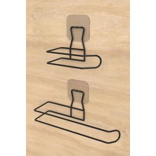 Karteya Sticker Yapışkanlı Dekoratif Rulo Havlu Tutacağı ve Wc Kağıtlık Şık Banyo Mutfak Pratik 2'li Set